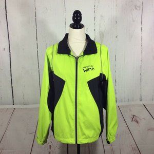 Will Run For Wine Running Runners Jacket Womens Neon Green One More Mile